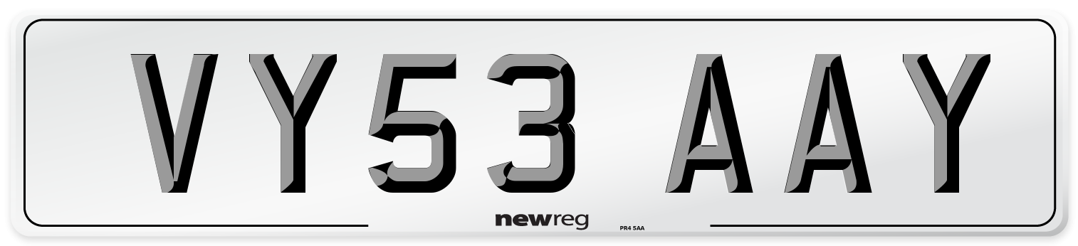 VY53 AAY Number Plate from New Reg